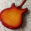 OEM 6 strängar Semi-Hollow Electric Guitar Double Flame Maple