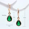 Necklace Earrings Set Trendy Women's Green Water Drop 585 Rose Gold Color Cubic Zircon Women