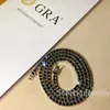 Jóias de grife jóias jóias de diamante de hip hop geladas s925 colar de lasca esterlina cluster de 3 mm de tênis de moissanita preta de 3 mm