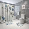 Tappetini da bagno Decorazioni per la casa in stile floreale europeo Tappetino per WC e set di tende da doccia Tappeto da bagno Piede antiscivolo