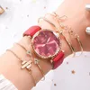 Montres-bracelets Montre Femmes Chiffres Arabes Aimant Boucle Dames Poignet Simple Robe Bracelet Ensemble Montre Femme Cadeaux 5 pcs De Luxe