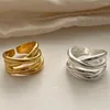 Bagues de grappe rétro Tiktok bijoux coréens 925 bague en argent Sterling Net rouge INS irrégulière ligne haute brillance croix mode