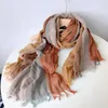 Scarves Johnature 2023 Thin Cotton Linen Striped Scarf Four Seasons Versatile Soft Neck Guard Silk Women's Travel Shawl