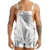 Men's Shorts Mens Shiny Metallic Bib Overall Suspender Adjustable Wide Shoulder Straps Fancy Dress Festival Prom Clubwear Costumes