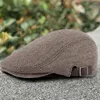 Berets Beret Cap Gorgeous Woolen Tweed Flat Plain Color Men