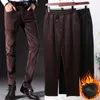 Pantalons pour hommes hommes grande taille couleur unie épaissir en peluche pantalons de survêtement d'hiver tous les pantalons de match