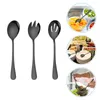 Conjuntos de utensílios de jantar que servem Salada Spoon Spoons Fork Aço utensílios de aço inoxidável Conjunto de garfos com fenda Black ServerSspork Utensílio de utensílios de coquetel