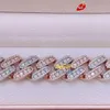 Hotsale Moissanite Hip Hop Jewelry 12mm13mm1mmm18mm curved 925 Silver Gold Moissanite Diamondiced Out Cuban Link Bracelet