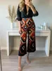 Women's Two Piece Pants PUWD Women Print Long Straight 2023 Spring Fashion Ladies Boho Streetwear Wide-legged Female High Waist Shorts