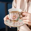 Чашки блюдцы Nordic Europe Royal Coffee Cupsaucer Set Rose Spoon Gloden Luxury Ceramic Cermic Milk Mug