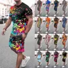 Men's Tracksuits Suit Large Men Spring Summer Outfit Beach Short Sleeve Printed Shirt 2 Piece Pants Mens Walking Suits SetsMen's