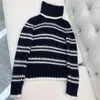 Pulls pour femmes Femmes Col roulé Noir Blanc Stripe Casual Laine douce Tricot Slim Basic Pulls Pull 2023 Automne Hiver Chaud