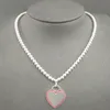 Chaînes 2023 S925 Sterling Silver Tif Collier de haute qualité Mode émail coeur dames fête d'anniversaire bijoux de luxe cadeau