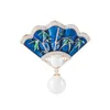 Брошюзы для брушков Fashion Crystal Fan для женщин -дизайнерского дизайнера Pearl Cheongsam Brooch Court Wind Color Accessories Pired