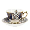 Tazze Piattini Piattino da caffè arabo Ceramica Bordo dorato Set di tazze da tè di lusso in porcellana Royal Espresso Taza Ceramica Wedding AC50BD