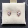 18K Rose Gold Sparkling Teardrop Stud Earrings with Original Box for Pandora Authentic Sterling Silver Womens Wedding Jewelry CZ Diamond Water drop Earring Set