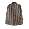 Herrens avslappnade skjortor 2023 British Style Fashion Slim Men's Striped Shirt Business Formal Wear Fit