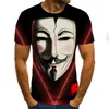 Herren-T-Shirts kurzärmelige Sommer 3D-gedruckte T-Shirt-Gesichtsmaske aufregende Horrorstil Casual Mode atmungsaktiv o-Neck 110-6xl