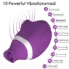 Vibratore giocattolo del sesso 2 in 1 Vibratore ventosa clitoride per donne Succhiare leccare Doppia stimolazione Capezzoli Massaggiatori Lingua giocattolo femmina Adulto