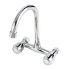 Kitchen Faucets Wall Mounted Faucet Double Handle Hole Bathroom Sink Washbasin And Cold Water Mixer