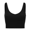 Yoga Outfit Logo Deep V-Cou Exercice Sport Bras Femmes Super Comfy Longline Athletic Crop Tops avec soutien-gorge intégré Top Gym Wear