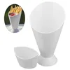 Bols Tasse en plastique Auto-support 2 en 1 Porte-étagère à frites Assortiment de sauce Chips Snack Cône Dip Vaisselle Deux tasses-bouche Cuisine