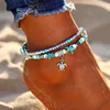 Anklets Vintage Shell Beads Starfish For Women Multi Layer Anklet Leg Bracelet Handmade Bohemian Beach Jewelry Sandals Gift