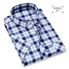 Camicie casual da uomo Camicia a maniche corte scozzese Camicia di mezza età e giovane Slim pollici blu quadratino estivo cool uomoUomo