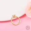 Pierścienie klastra 2023 925 Sterling Silver Clear Blask Crown Solitaire dla kobiet Wedding zaręczynowy pierścionek z biżuterią biżuterię Prezent Bague