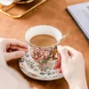 Cups Saucers Nordic Europe Royal Coffee Cupsaucer Set Rose Spoon Gloden Luxury Ceramic Cermic Milk Mug Top-klass Porslinet Cup