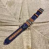 Denim Canvas klockremmar i äkta läder för Apple Watch Armband 38mm 40mm 41mm 42MM 44mm 45MM 49MM iWatch 3 4 5 SE 6 7 Series Band Designer Personality V Luxury