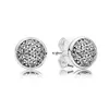 CZ Diamond Pave Disc Stud Earring Pandora 925 스털링 실버 힙합 Pary Jewelry 남성 로즈 골드 여자 친구 귀걸이 세트