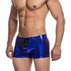 Underbyxor män snörning upp patent läderboxare faux underkläder sexiga manliga trosor hem shorts underkläder gay klubbkläder outfit