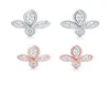 designer earrings stud piercing fashion for women silver and gold zircon clover style wedding party9435636