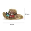 Brooches CINDY XIANG Vintage Fashion Antique Gold Color Rhinestone Hat For Women Wedding Corsage Accessories Pins High Quality