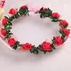 Headpieces Ribbon Headband Women Rose Flower Crown Wreath Party Weddal Bridal Garland Hårband Huvudbonader