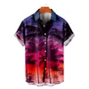 Men's Casual Shirts Hawaiian Shirt Men Coconut Print Short Sleeve Button Fashion Streetwear Sunset Beach Lapel Summer For Clothing