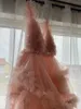 Платья для беременных Розовое бальное платье из тюля для Po Shoot Sexy Baby Shower Беременная женщина Длинная женская одежда Pography для беременных 230107