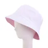 Breda randen hattar unisex sun kvinnor sommar dubbel sido hink hatt män ren färg panama fedoras utomhus fiskare visir bassäng mössa