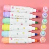 6st Creative High Capacity Multicolour Double Highlighter Oblique Head Solid Contour Pen Marcador Child Present Office Supplies1