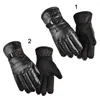 Gants de cyclisme conduite Sport de plein air écran tactile automne hiver cuir mitaines à doigts complets mitaines chaudes en fourrure épaisse peluche