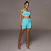 Suits-survêtements pour femmes Summer grande taille Femmes Casual Sportswear Two Piece Sets Sexy Trawstring Croptop and Shorts Matching Set Athleisure 2023