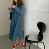 Casual Dresses 2023 Women Spring Denim Long Shirt Dress Single Breasted Loose Straight Full Sleeve Jeans