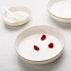 Flatware Sets White Phnom Penh Round Bone China Deep Nest Plate Creative Ceramic Soup Vegetable Salad Plates Home Baked Rice Vajilla