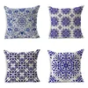 Pillow /Decorative Blue Bohemia Cover Floral Pattern Linen Pillowcase For Car Sofa Seat Decor Home Chair Decorative Covers 45