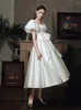 Party Dresses French Satin Light Wedding Dress 2023 White Slimming Retro Hepburn Style Court Princess Is Small