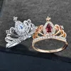 Anéis de casamento Princess Crown Style for Women Luxury Hollow Out Rose Gold Color Jewelry Gift Girls Girls