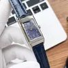 Top Fashion Quartz Watch Women Silver Dial Classic Rectangle Revers Design Design Danies Elegancki skórzany pasek 571b