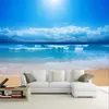 Sfondi Carta da parati 3D Spiaggia moderna Mare Cielo blu Sfondo Carta da parati Soggiorno Camera da letto Decorazioni per la casa Panno Rivestimento impermeabile