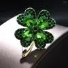 Brooches CINDY XIANG Rhinestone Clover For Women Green And Red Color Pin Peace Health Plant Jewelry